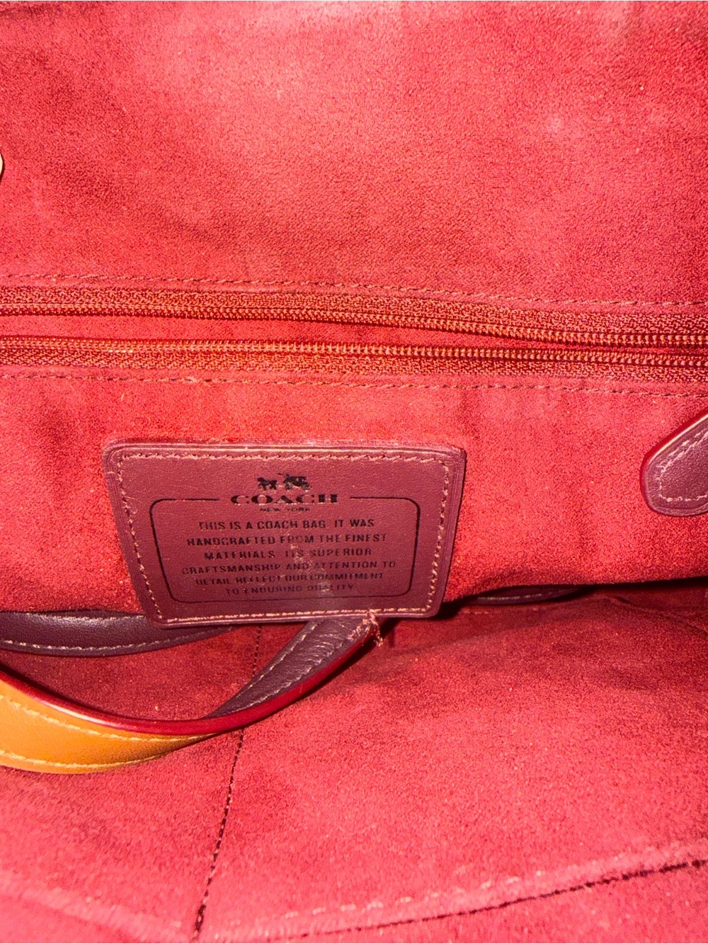 Coach Brown Signature Dome Satchel with Burgundy Trim and Printed Handles - Picture 7 of 7